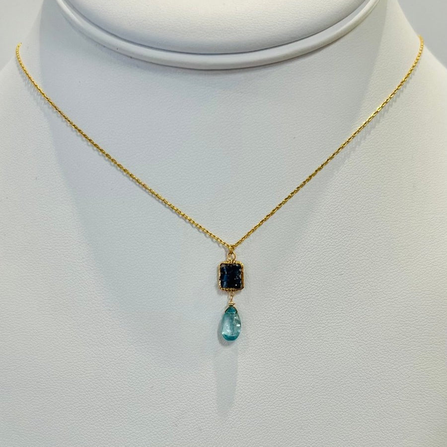 Sapphire & Natural Blue Zircon Necklace 4244 - A - saph/nbz - GMichelle PresslerNECKLACES