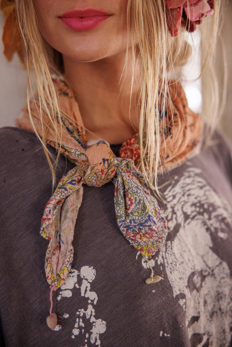 Scarf 235 - Agathe French Floral Scarf - Sunfaded AzaleaMagnolia PearlACCESS