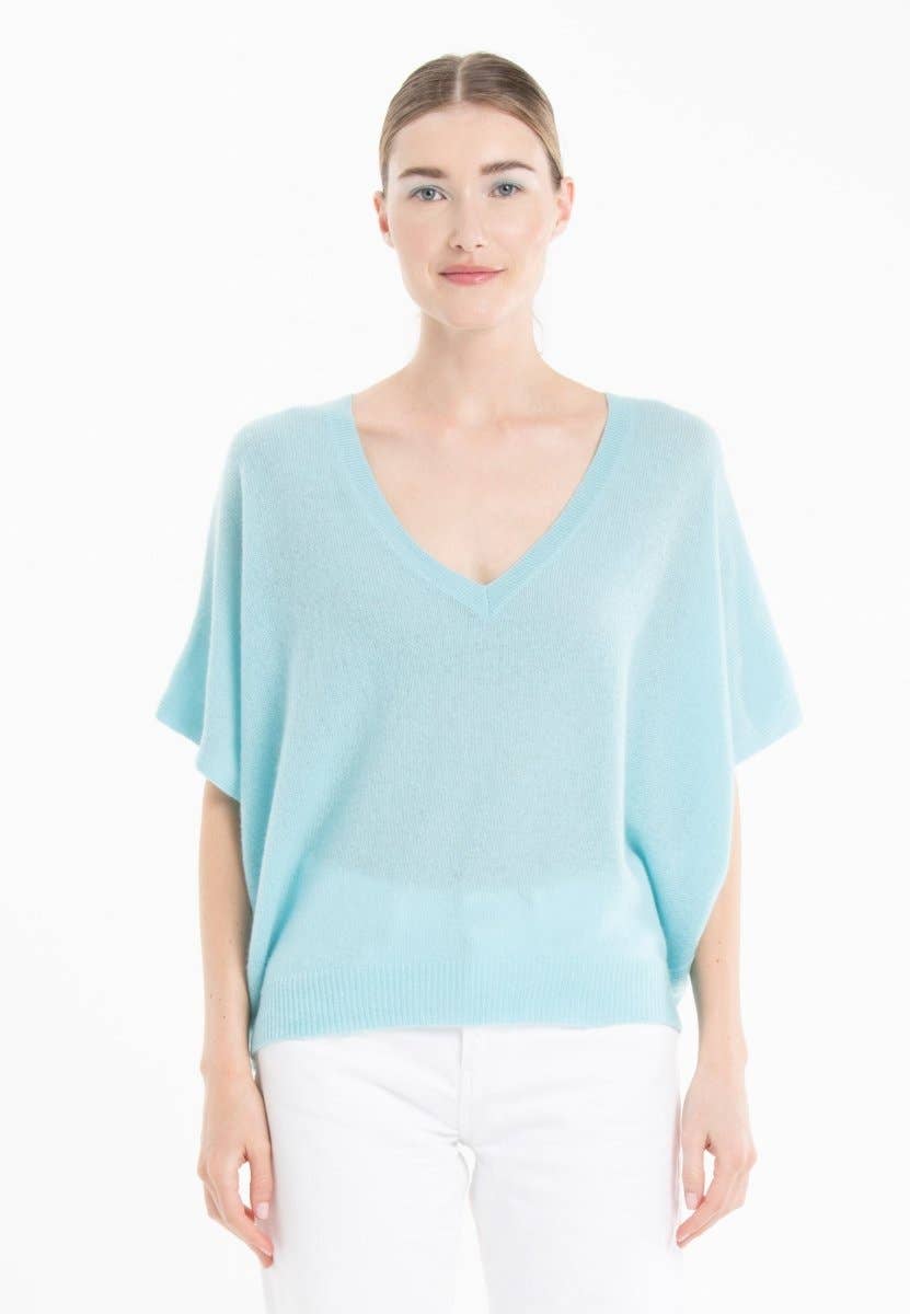 Sea - Glass Cashmere Batwing V - Neck SweaterSTUDIO CASHMERE8SWEATER
