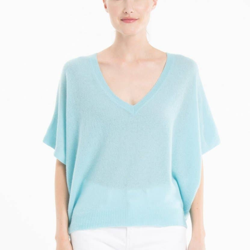 Sea - Glass Cashmere Batwing V - Neck SweaterSTUDIO CASHMERE8SWEATER