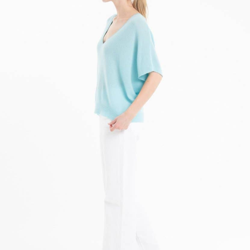 Sea - Glass Cashmere Batwing V - Neck SweaterSTUDIO CASHMERE8SWEATER