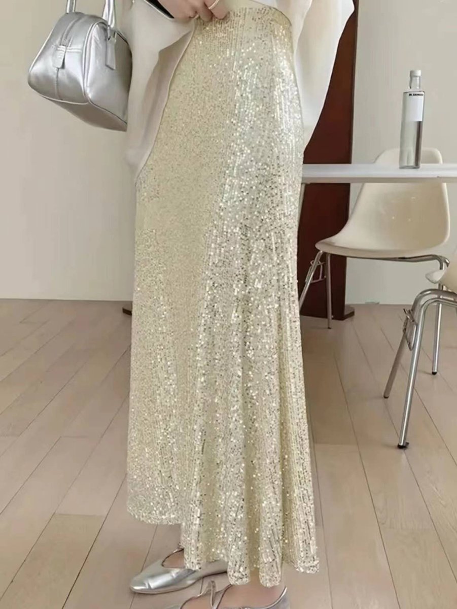 Sequined High - Waisted Drape Skirt — ChampagneLily ClothingSKIRT
