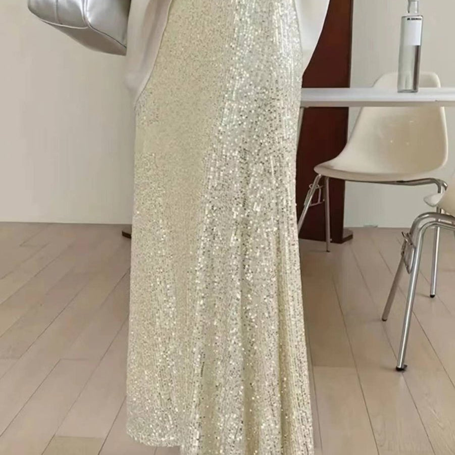 Sequined High - Waisted Drape Skirt — ChampagneLily ClothingSKIRT