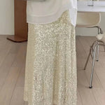 Sequined High - Waisted Drape Skirt — ChampagneLily ClothingSKIRT