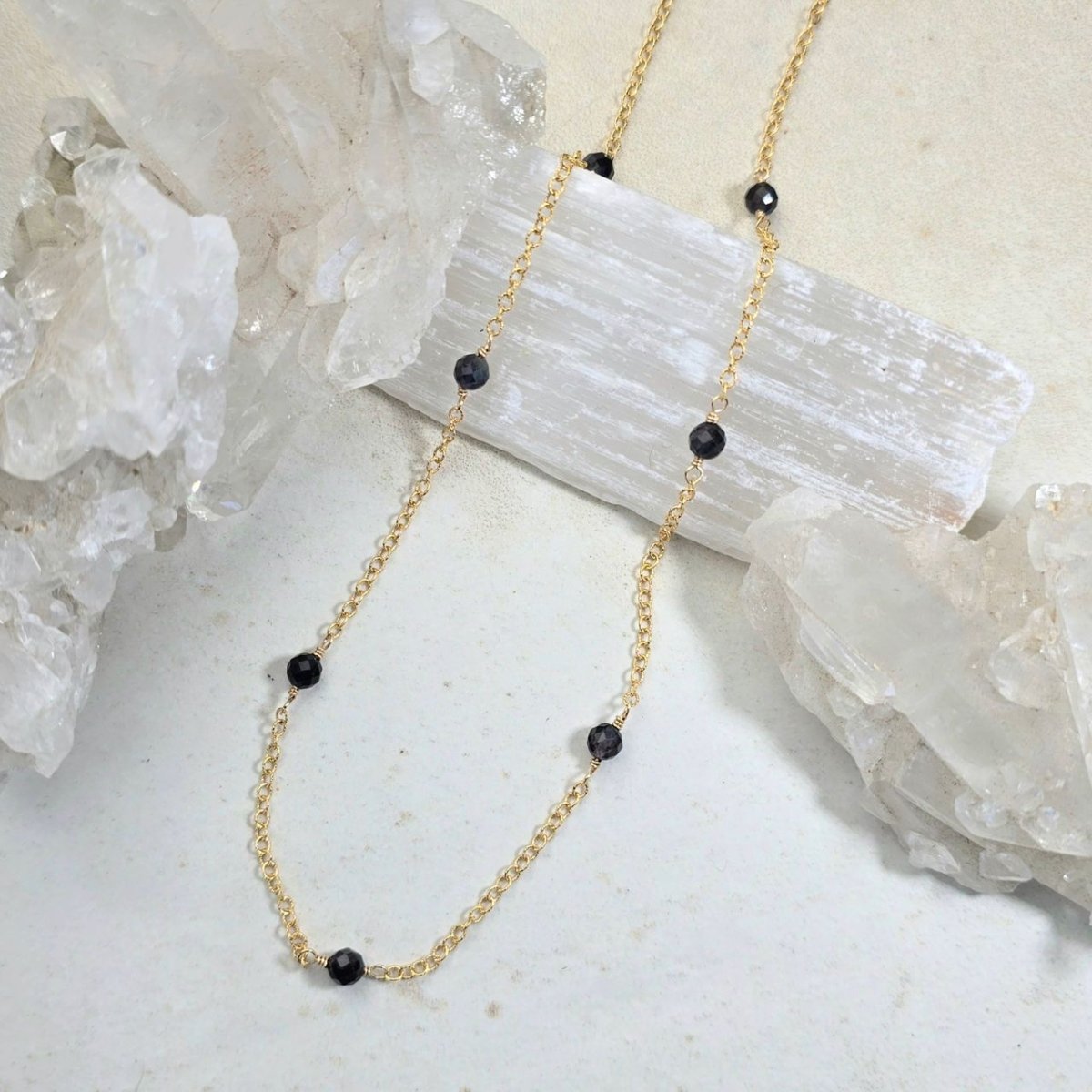 Seven Round Faceted Iolite Stones Necklace 1580James & JezebelleNECKLACES