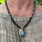 Shalako Turquoise Pendant Necklace – Black Spinel & Sterling Silver, 17”–19”Ziabird Private LabelNECKLACES