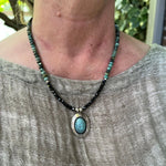 Shalako Turquoise Pendant Necklace – Black Spinel & Sterling Silver, 17”–19”Ziabird Private LabelNECKLACES