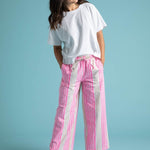 Shore Pant - Mixed Up Stripe - Baked Clay & Neon PinkAnd For GoodPants