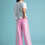 Shore Pant - Mixed Up Stripe - Baked Clay & Neon PinkAnd For GoodPants