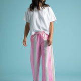 Shore Pant - Mixed Up Stripe - Baked Clay & Neon PinkAnd For GoodPants