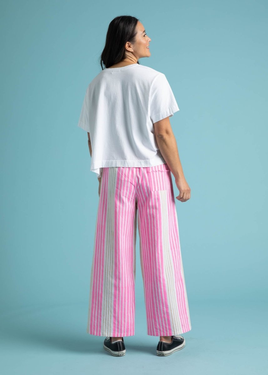 Shore Pant - Mixed Up Stripe - Baked Clay & Neon PinkAnd For GoodPants