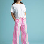 Shore Pant - Mixed Up Stripe - Baked Clay & Neon PinkAnd For GoodPants