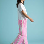 Shore Pant - Mixed Up Stripe - Baked Clay & Neon PinkAnd For GoodPants