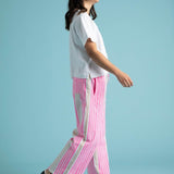 Shore Pant - Mixed Up Stripe - Baked Clay & Neon PinkAnd For GoodPants