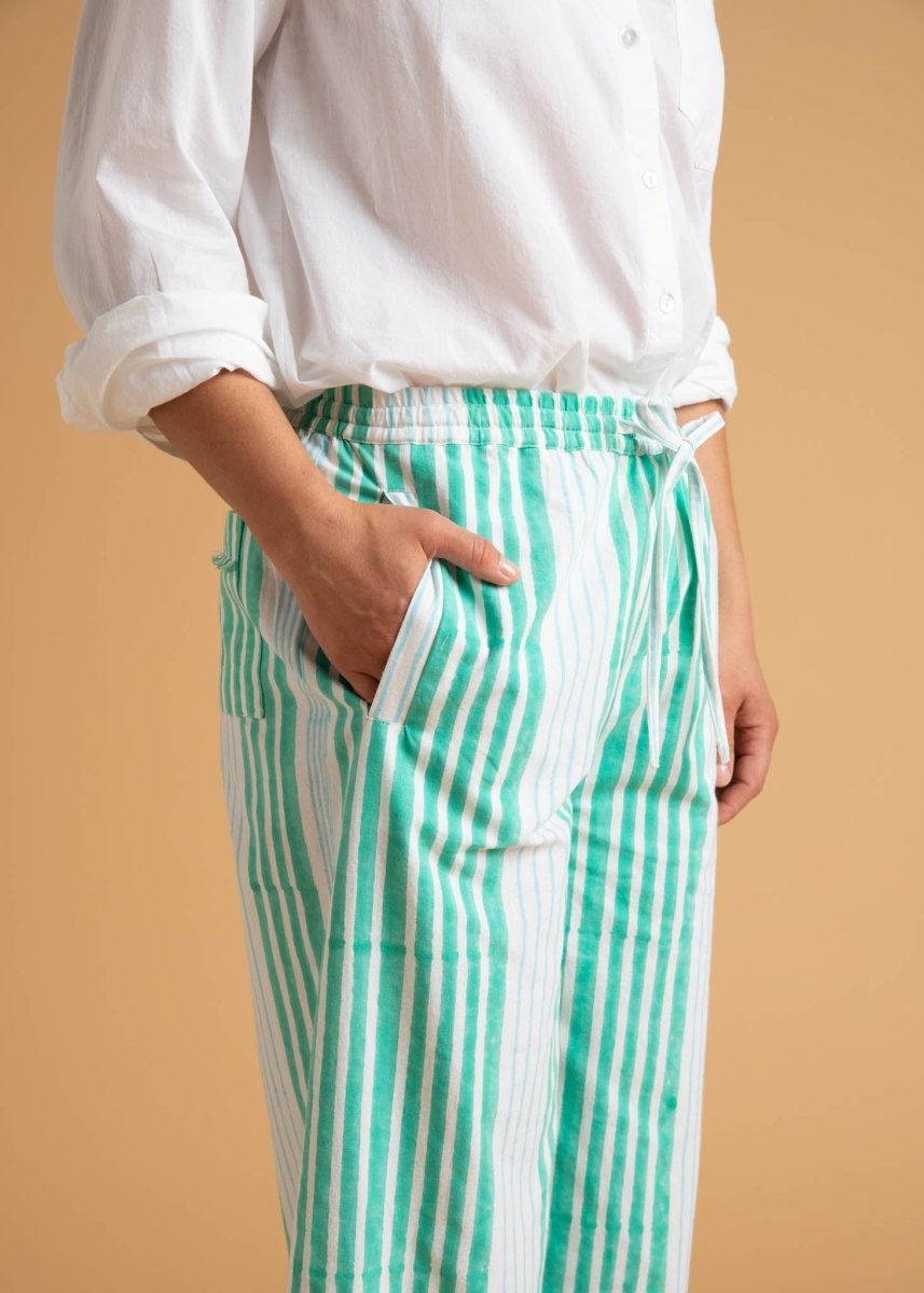 Shore Pant - Mixed Up Stripe - Seaglass & CeruleanAnd For GoodPants