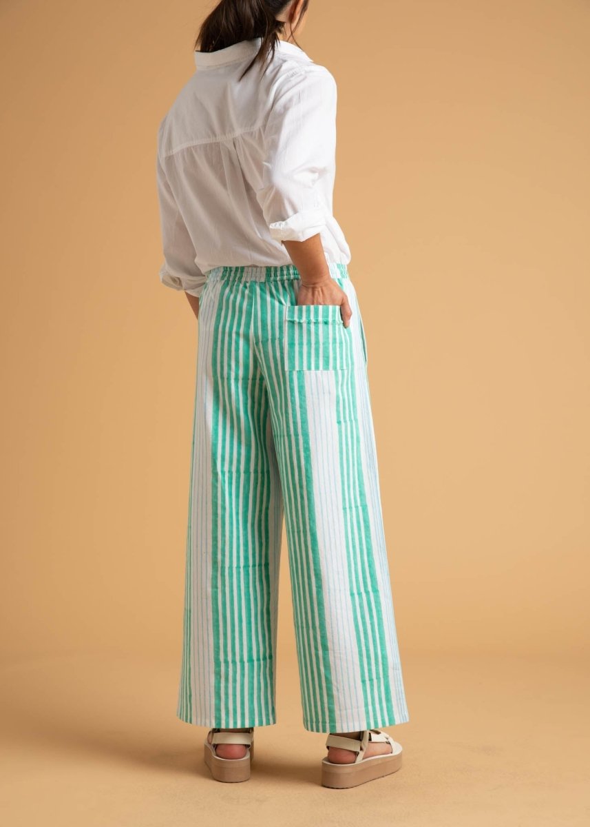 Shore Pant - Mixed Up Stripe - Seaglass & CeruleanAnd For GoodPants