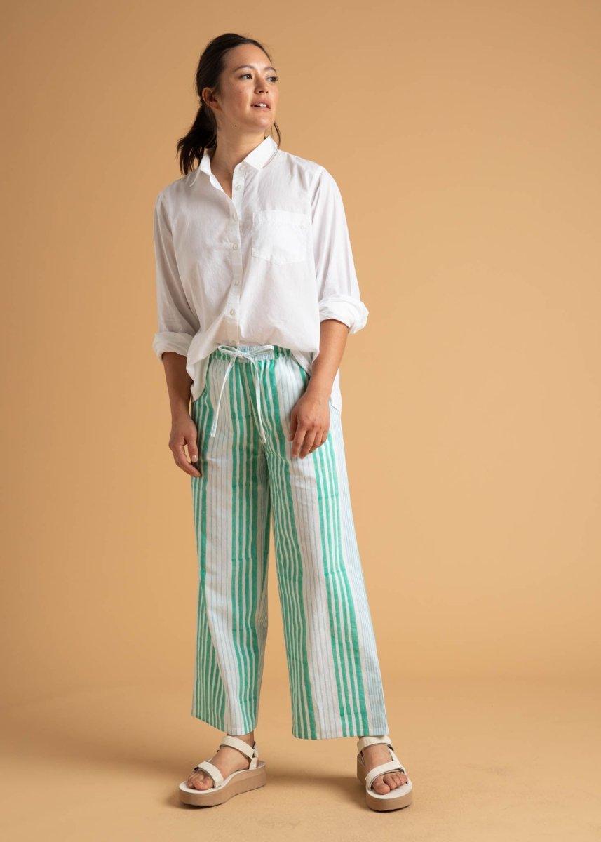 Shore Pant - Mixed Up Stripe - Seaglass & CeruleanAnd For GoodPants