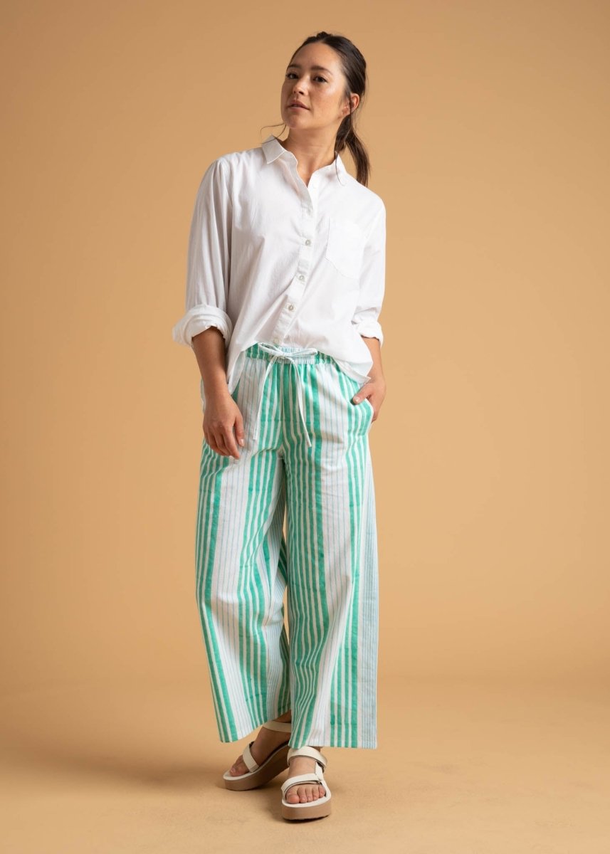 Shore Pant - Mixed Up Stripe - Seaglass & CeruleanAnd For GoodPants