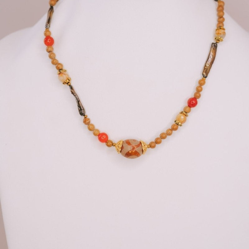 Short Brown Beaded NecklaceMelody Vintage JewelryNecklace