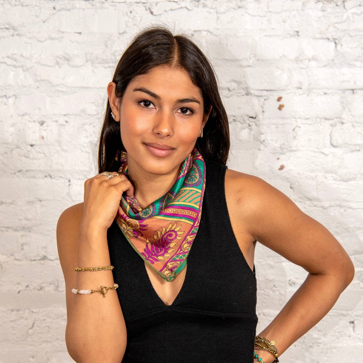 Silk Bandana from Upcycled Sari FabricsBaizaarSCARVES