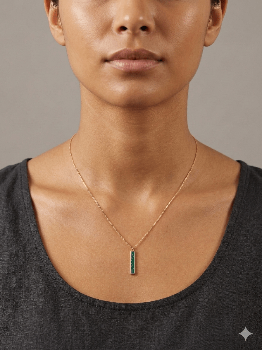 Sliding Malachite Bar on 10k Gold NecklaceSouthern Jewelry AssociatesNECKLACES