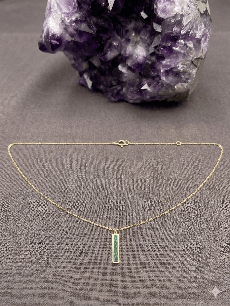 Sliding Malachite Bar on 10k Gold NecklaceSouthern Jewelry AssociatesNECKLACES