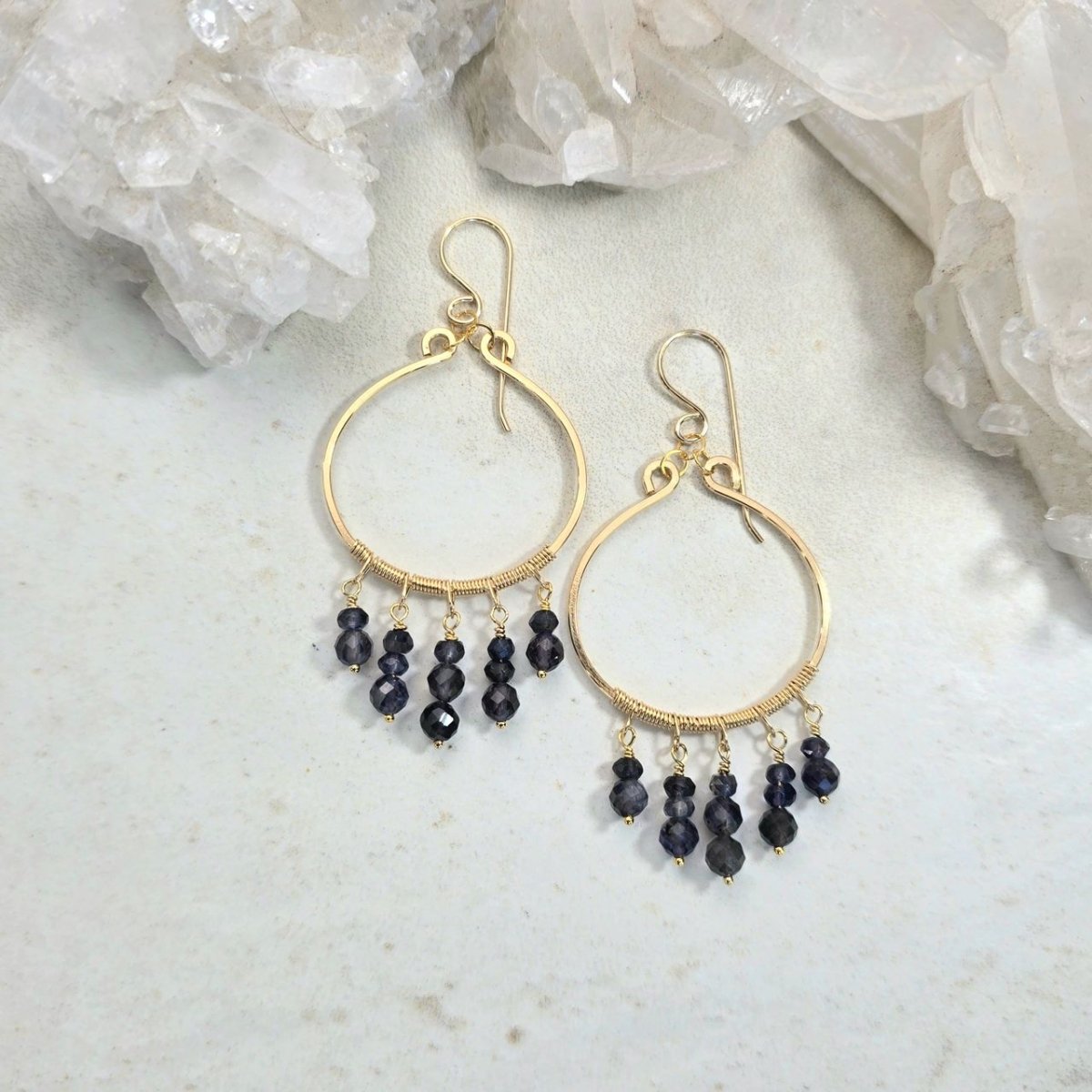 Smaller 1+ In Oval Hoops With Fringe Of Denim 1866James & JezebelleEARRINGS