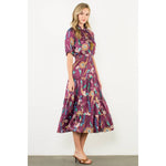 Smocked Waist, Floral Midi DressTHMLDRESS