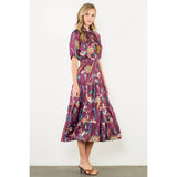 Smocked Waist, Floral Midi DressTHMLDRESS