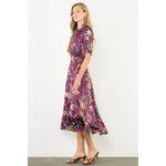 Smocked Waist, Floral Midi DressTHMLDRESS