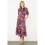 Smocked Waist, Floral Midi DressTHMLDRESS