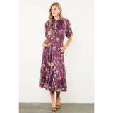 Smocked Waist, Floral Midi DressTHMLDRESS