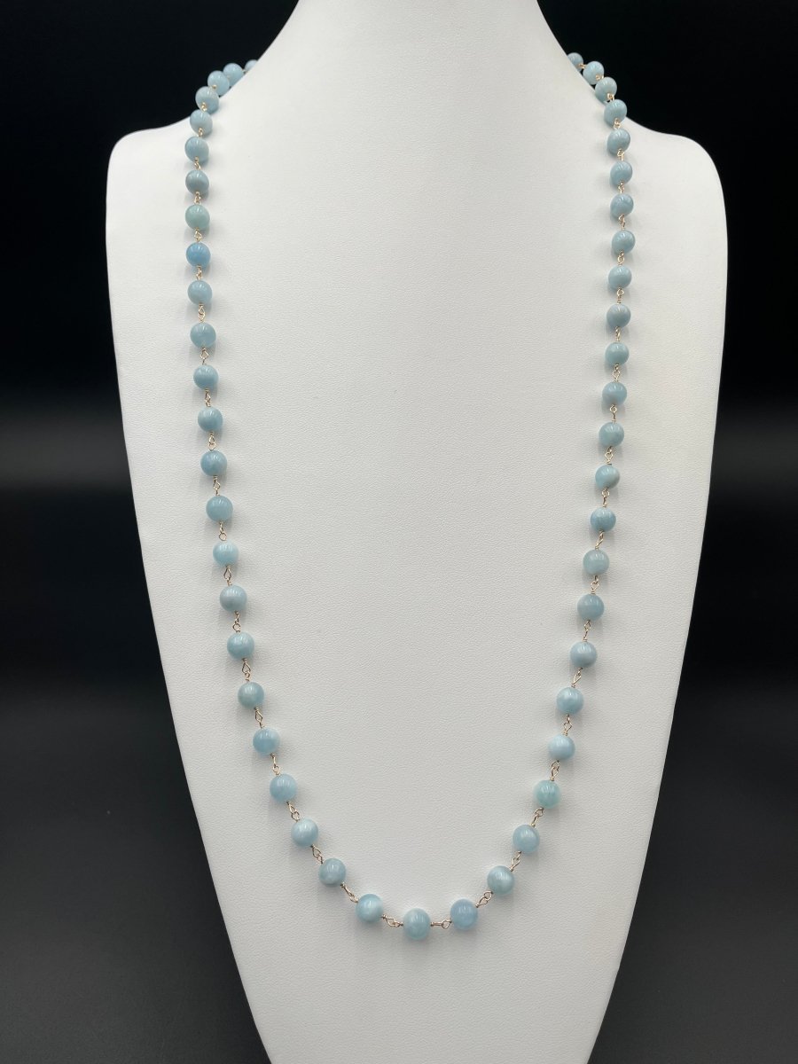 Smooth Aquamarine Long NecklaceBeth ZinkNECKLACES