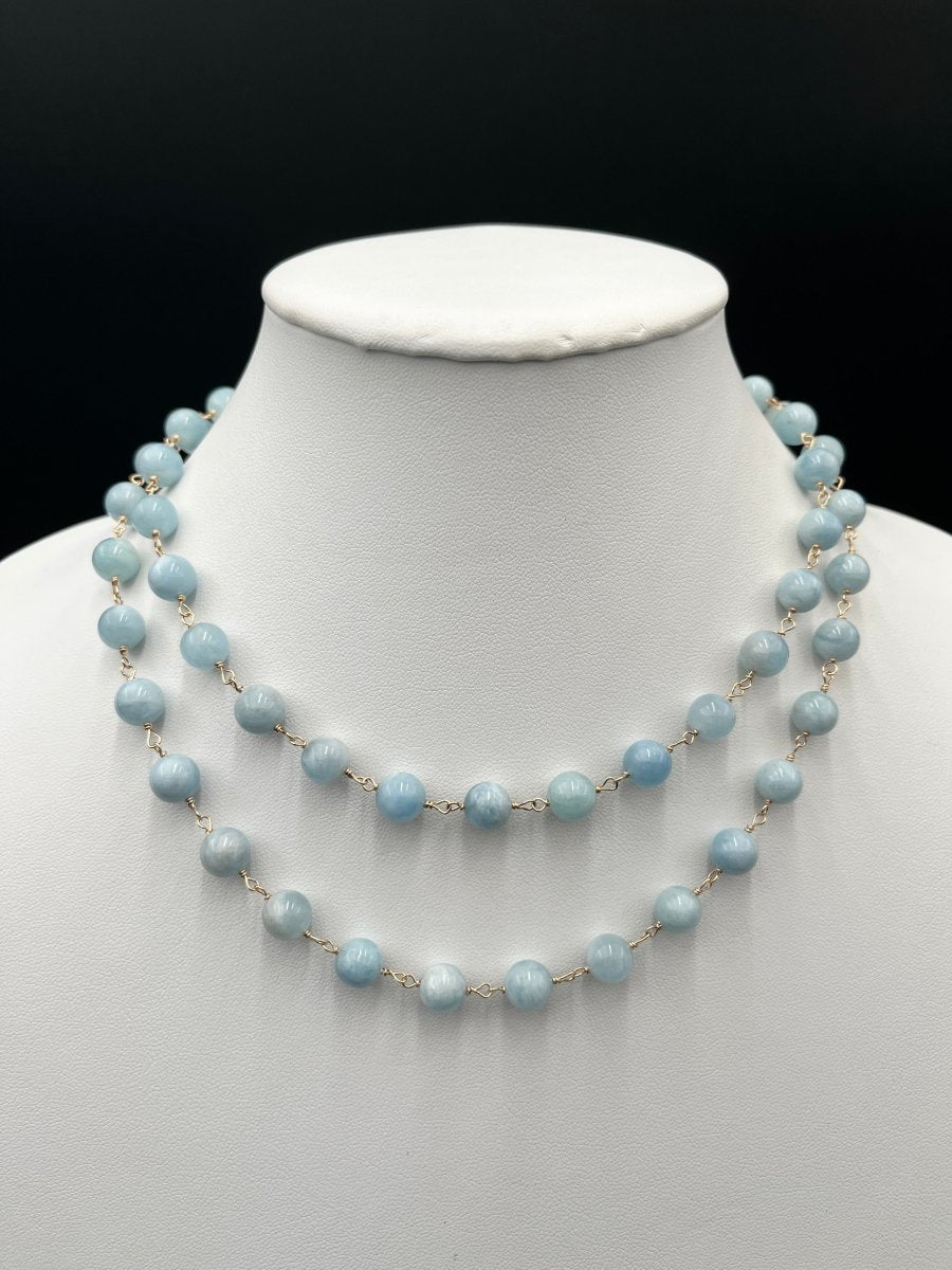 Smooth Aquamarine Long NecklaceBeth ZinkNECKLACES
