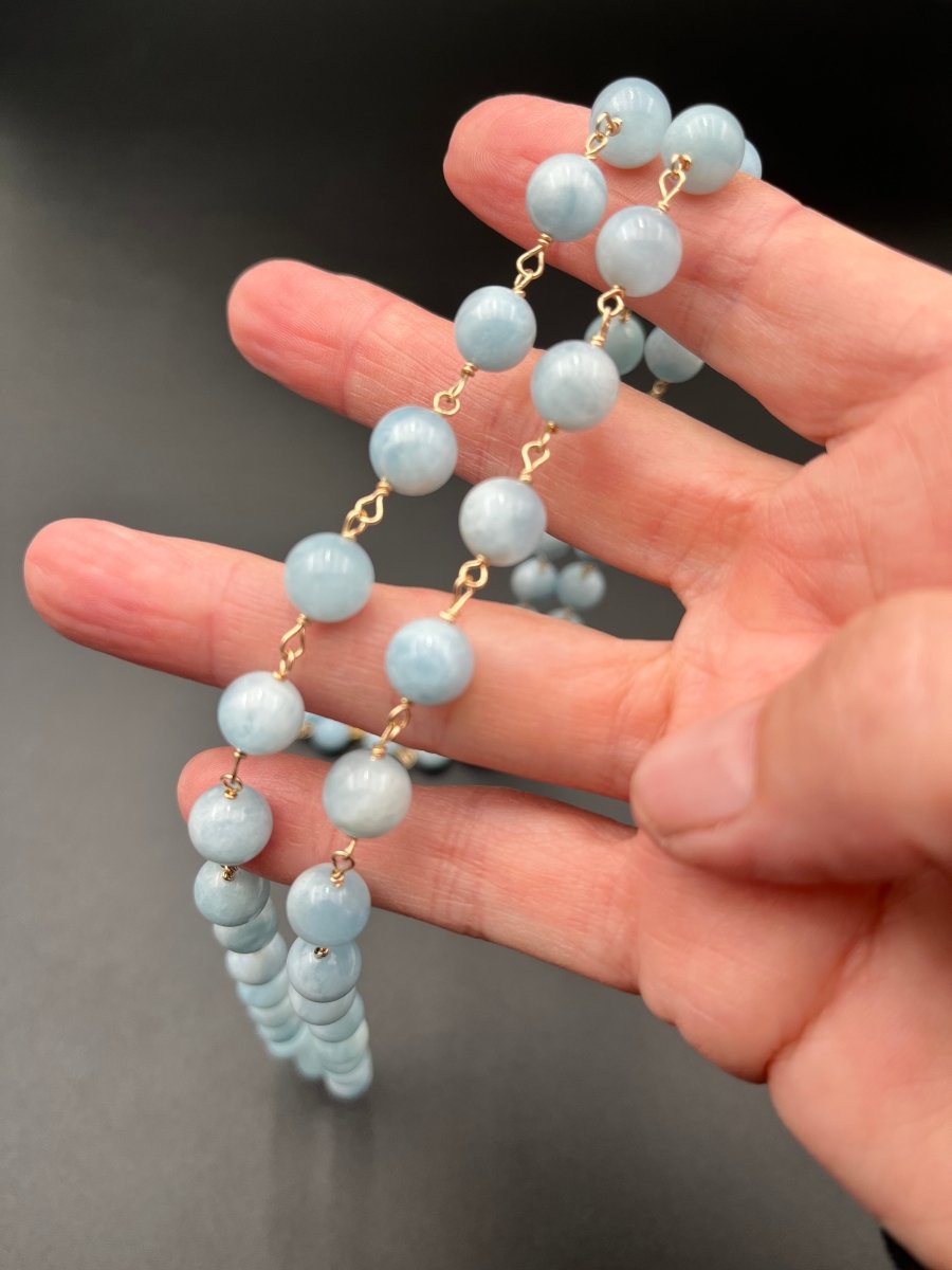 Smooth Aquamarine Long NecklaceBeth ZinkNECKLACES