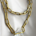Smooth Clear Quartz Crystal in BronzeMolaNECKLACES