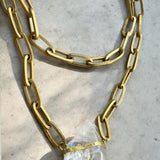 Smooth Clear Quartz Crystal in BronzeMolaNECKLACES