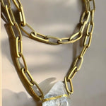 Smooth Clear Quartz Crystal in BronzeMolaNECKLACES