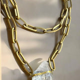 Smooth Clear Quartz Crystal in BronzeMolaNECKLACES