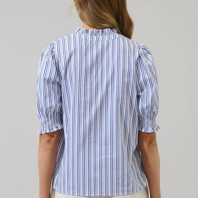 Somer Striped Reign Split Neck TopSugarlipsTOPS