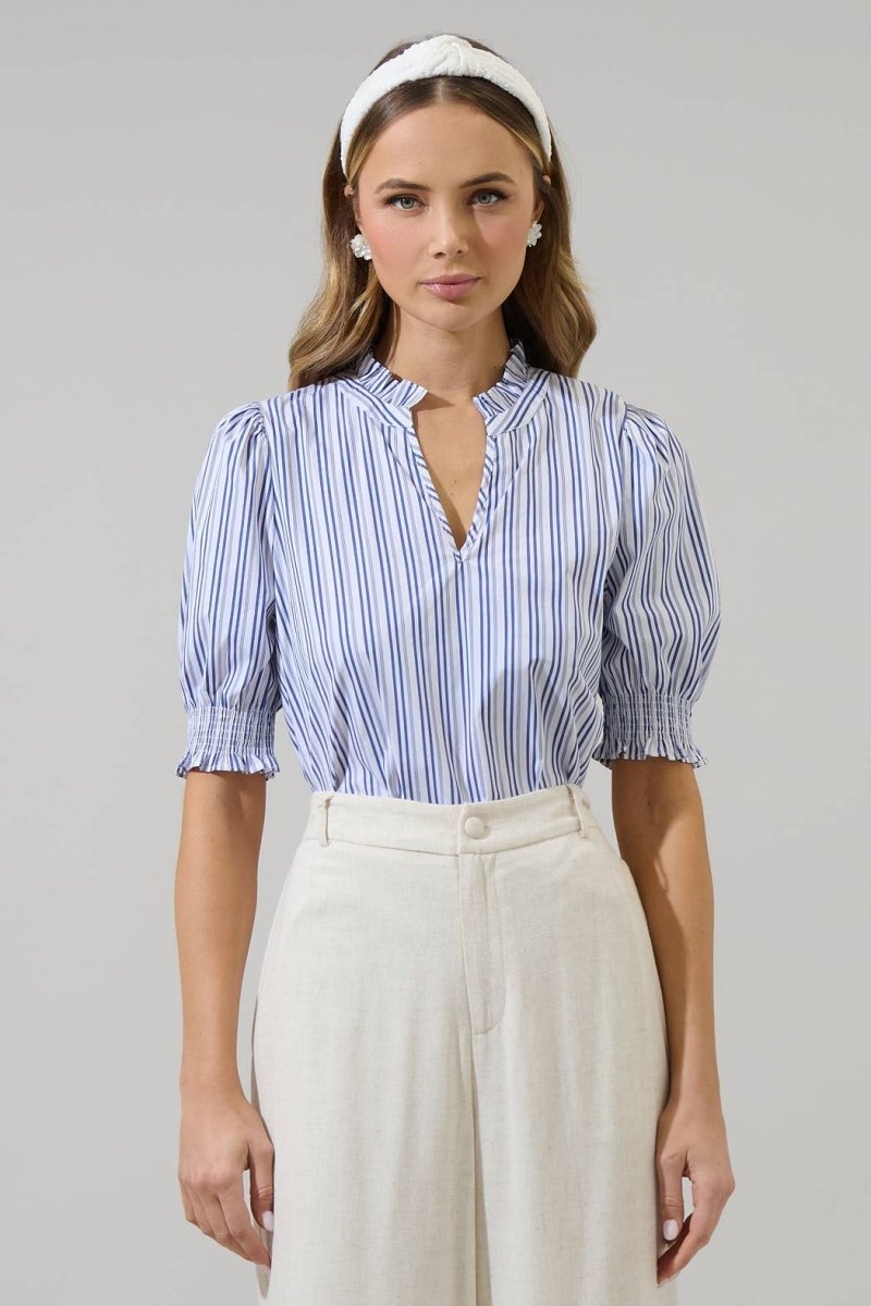 Somer Striped Reign Split Neck TopSugarlipsTOPS