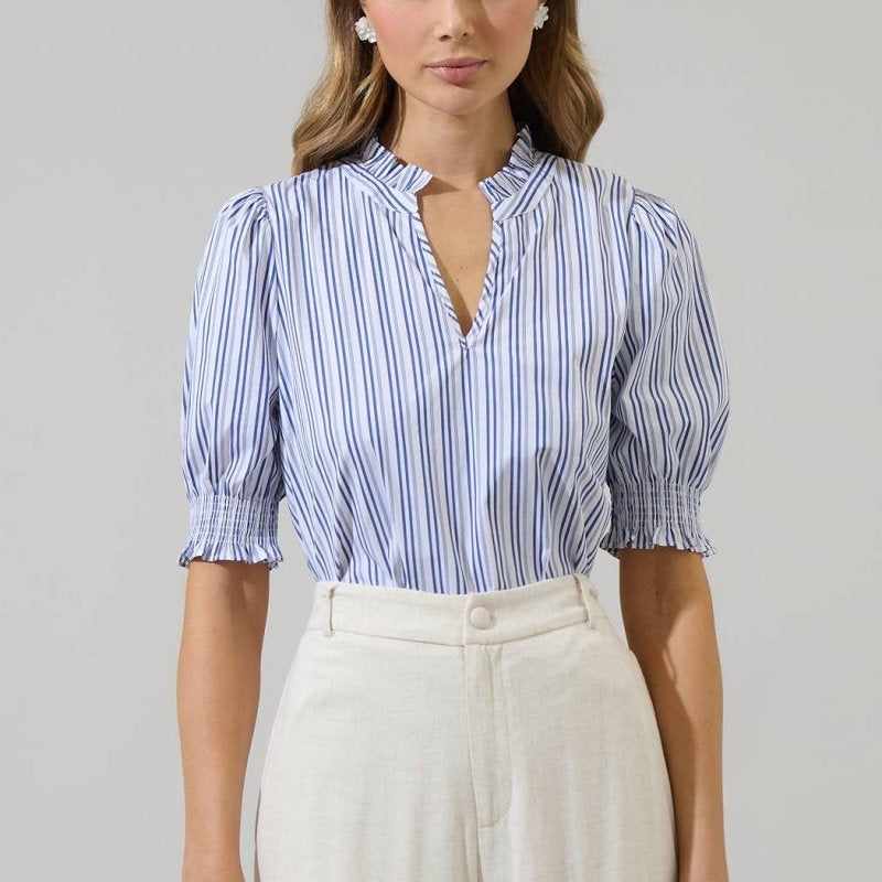 Somer Striped Reign Split Neck TopSugarlipsTOPS