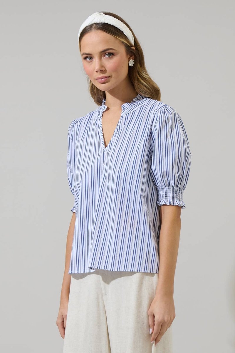 Somer Striped Reign Split Neck TopSugarlipsTOPS