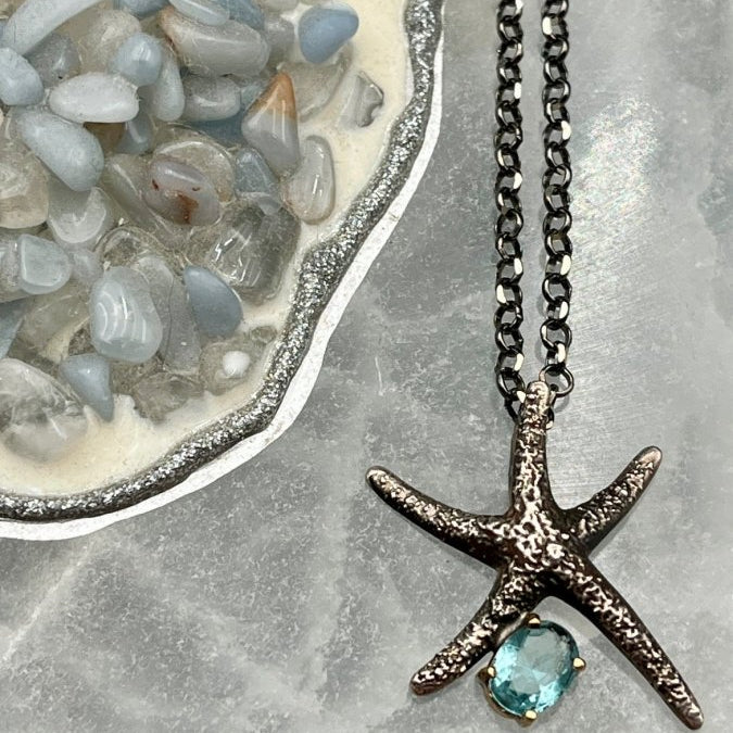 Starfish with Blue Topaz NecklaceBORANECKLACES