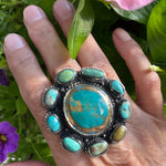 Statement Adjustable Turquoise Cluster RingZiabirdRINGS