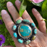 Statement Adjustable Turquoise Cluster RingZiabirdRINGS
