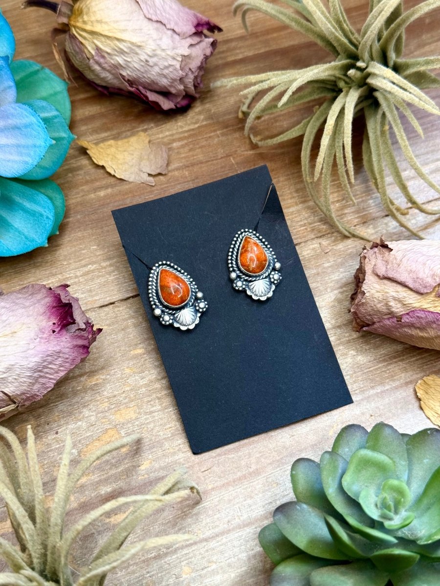 Sterling Silver Apple Coral Stud Earrings by Shay PfeifferThe Bijoux FAB JewelryEarrings
