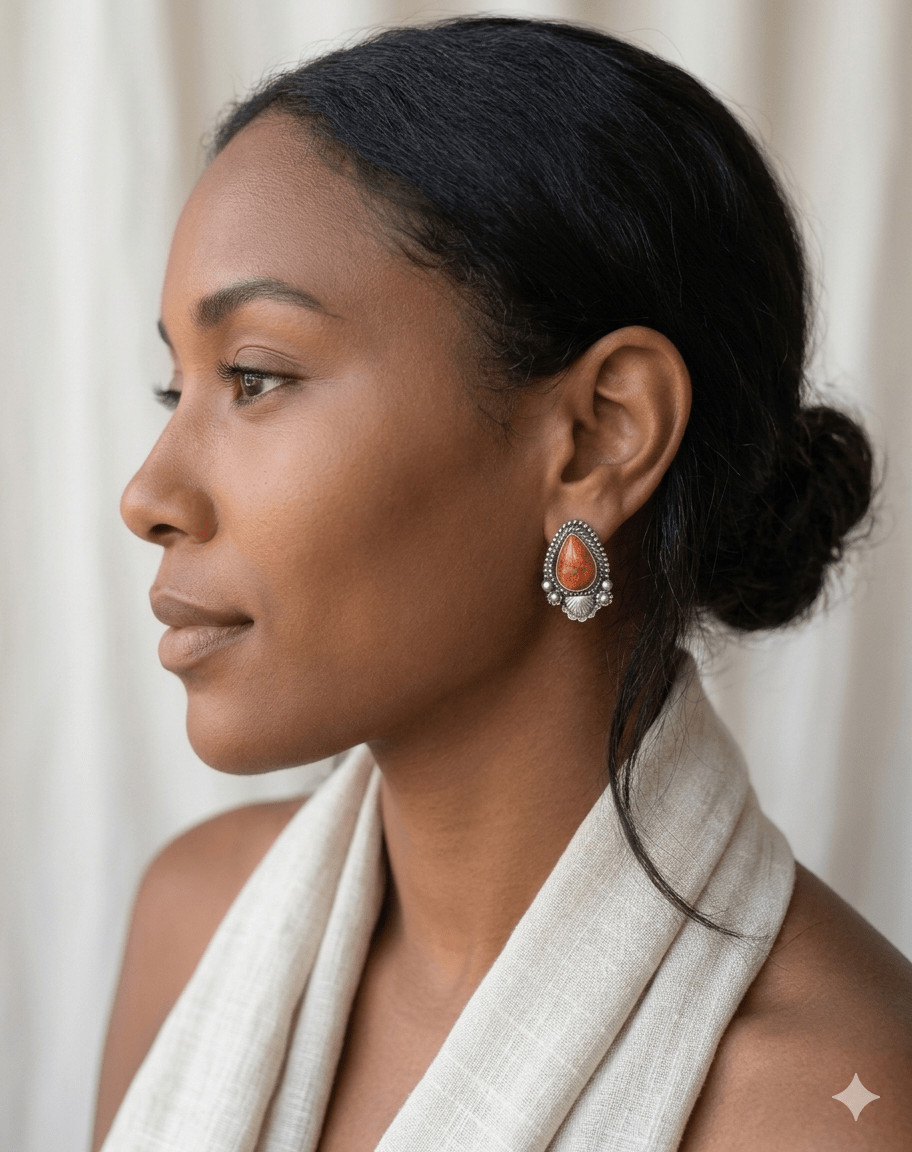 Sterling Silver Apple Coral Stud Earrings by Shay PfeifferThe Bijoux FAB JewelryEarrings