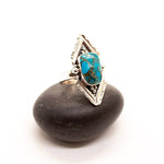 Sterling Silver Copper Turquoise Decorated Point RingBaizaar