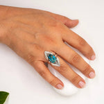 Sterling Silver Copper Turquoise Decorated Point RingBaizaar